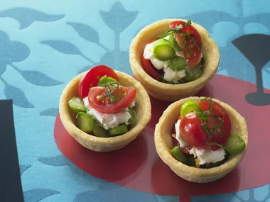 asparagus, tomato & goats cheese tarts