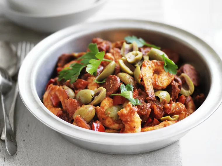smoky prawn and chorizo stew