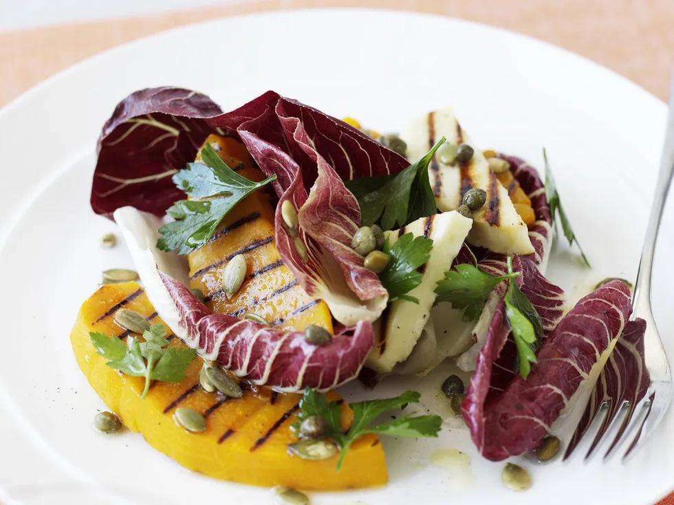 Radicchio, pumpkin and haloumi salad