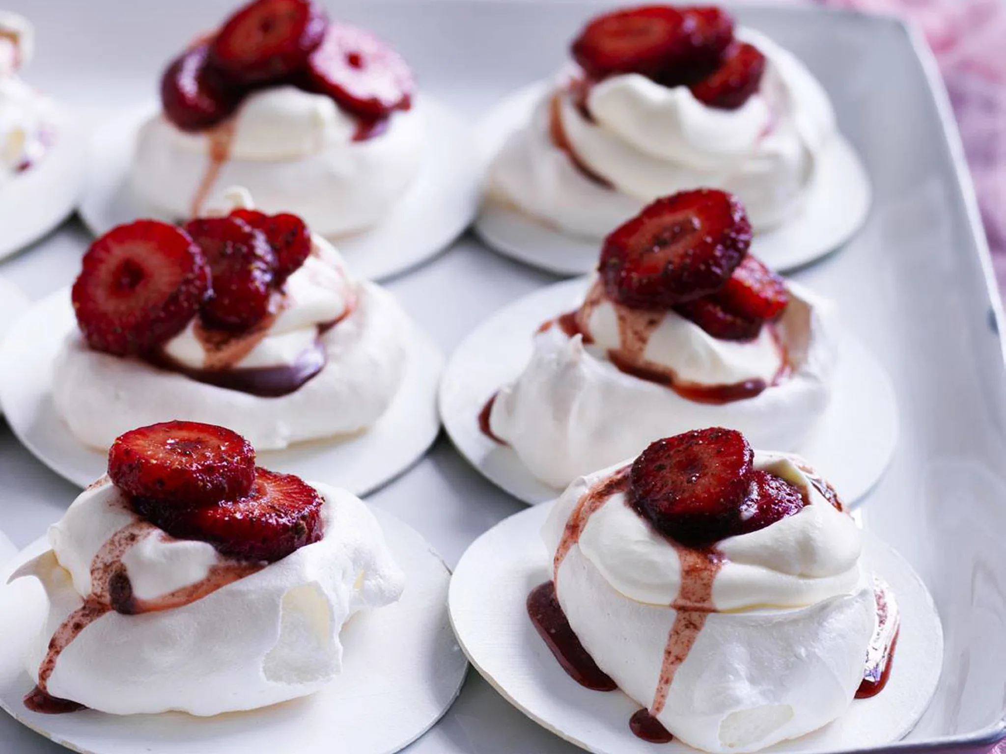 sumac strawberry  meringue nests