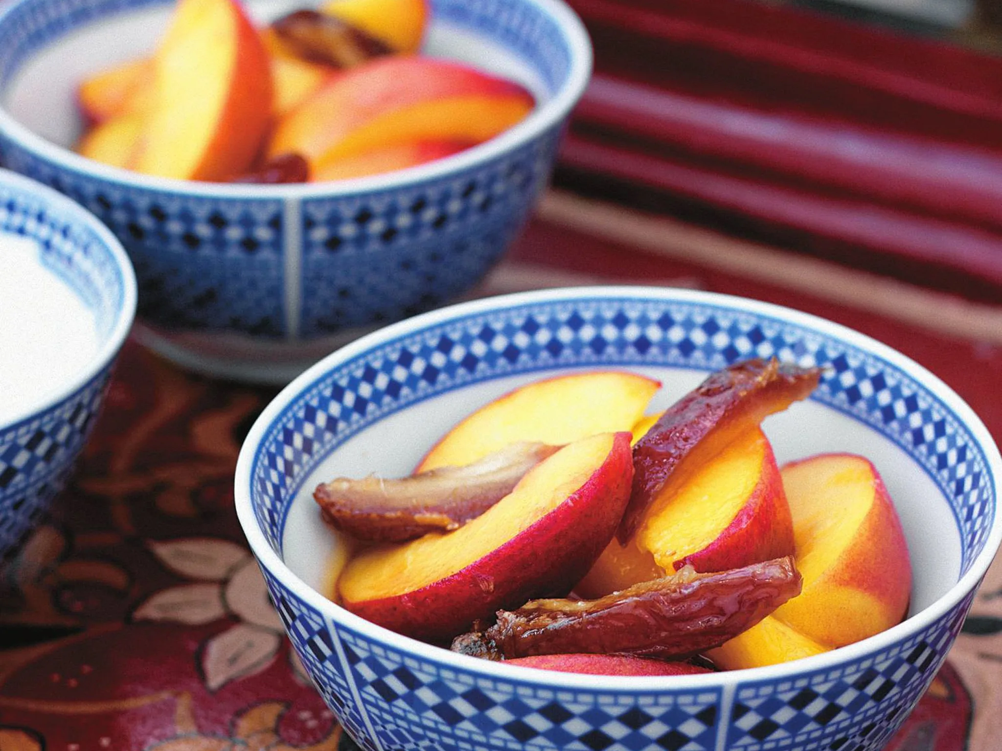 Fresh peaches and dates with orange blossom water
