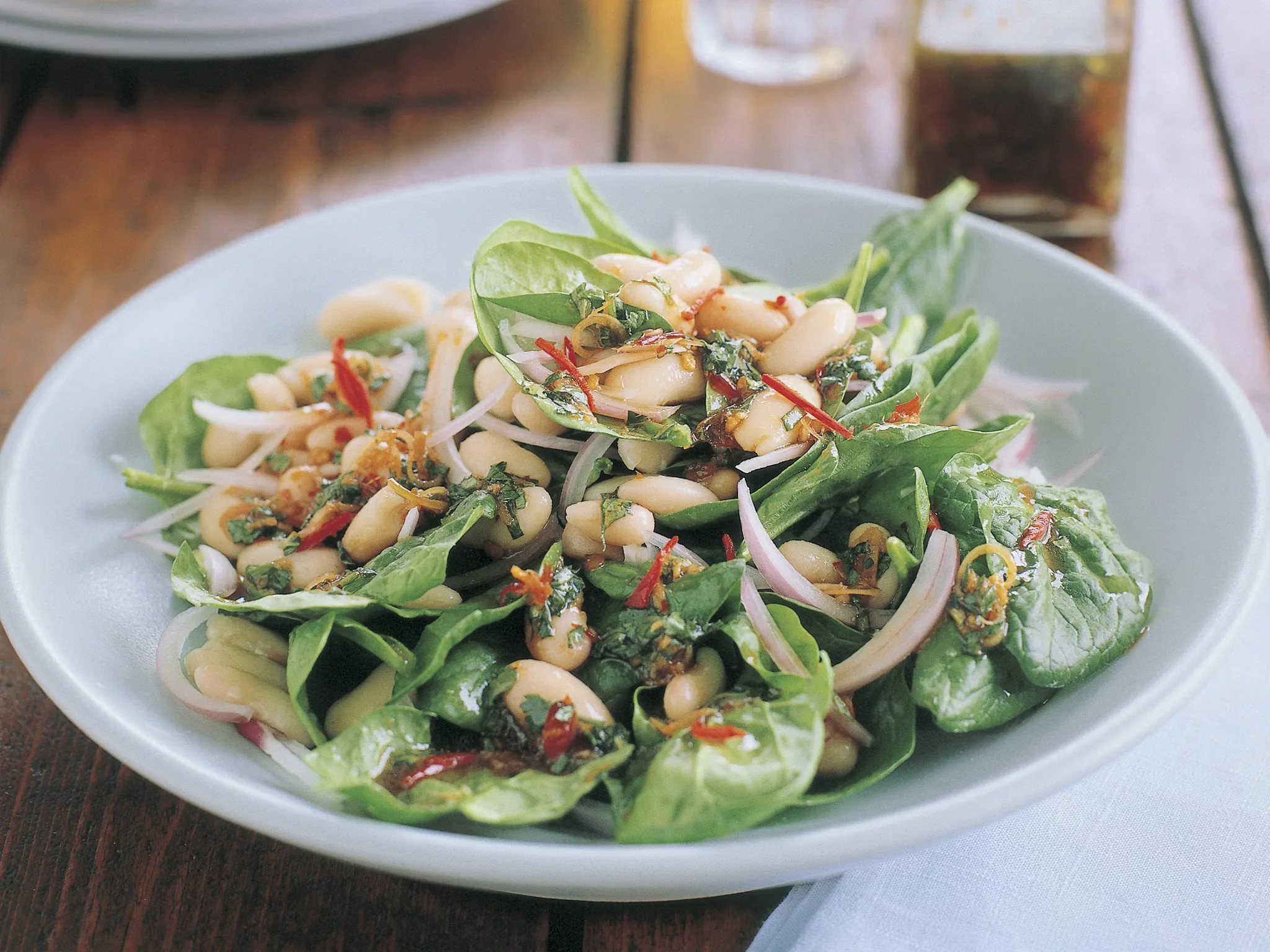 white bean salad with coriander, mint and lemon grass