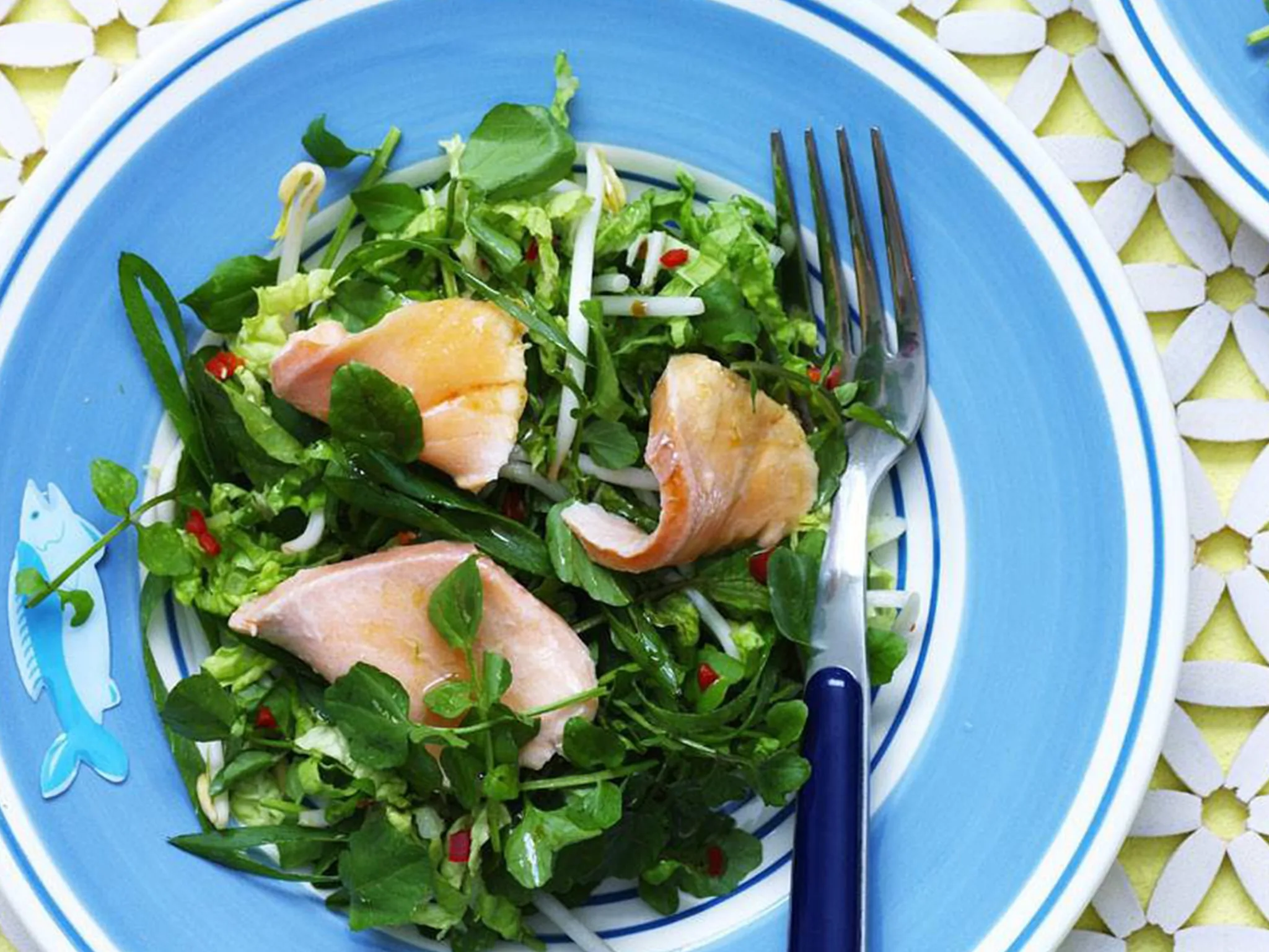 salmon with watercress salad