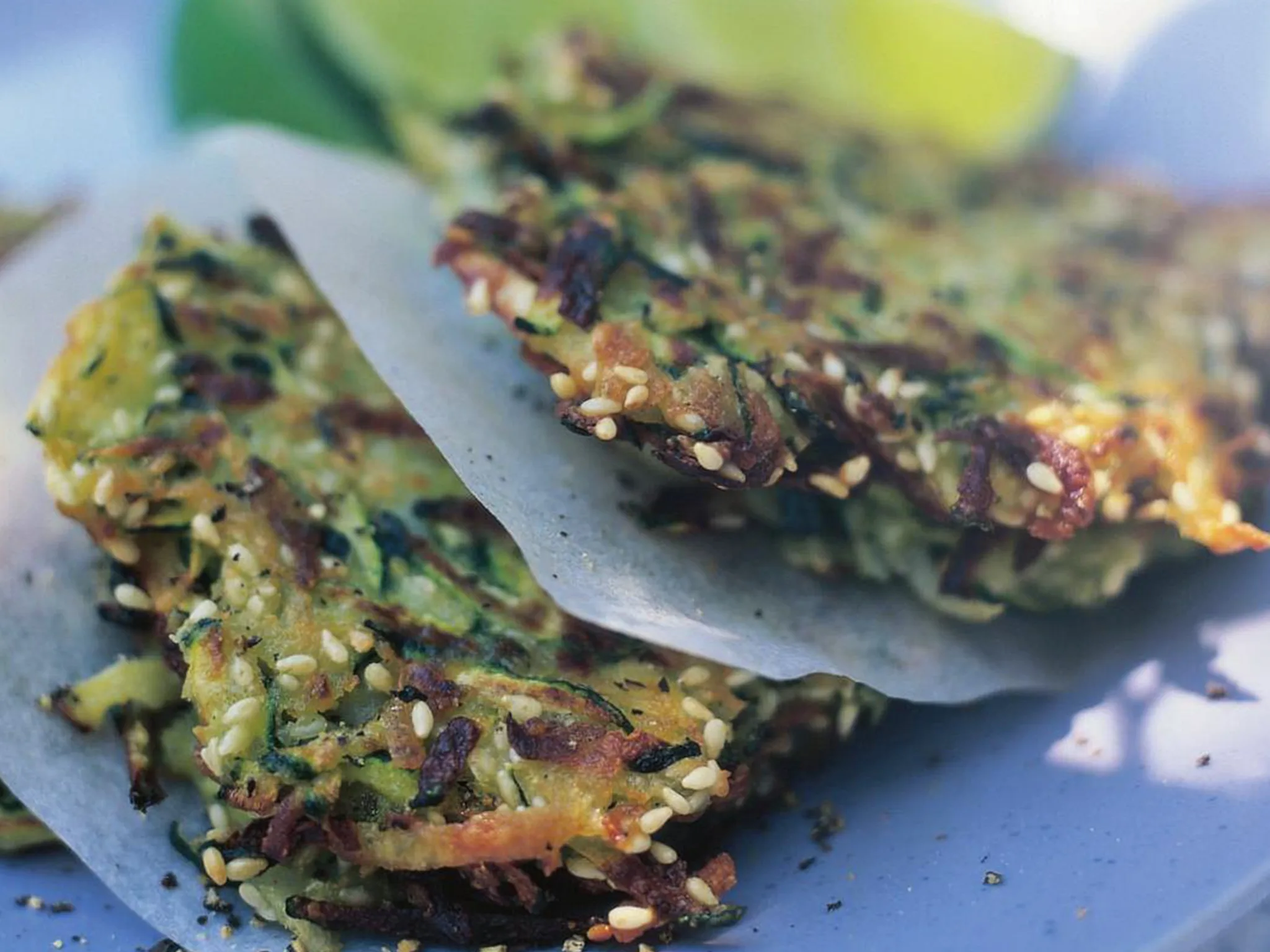 sesame zucchini fritters