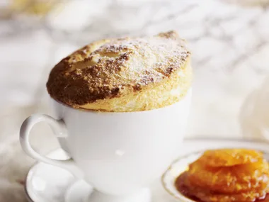 orange soufflés with caramelised oranges