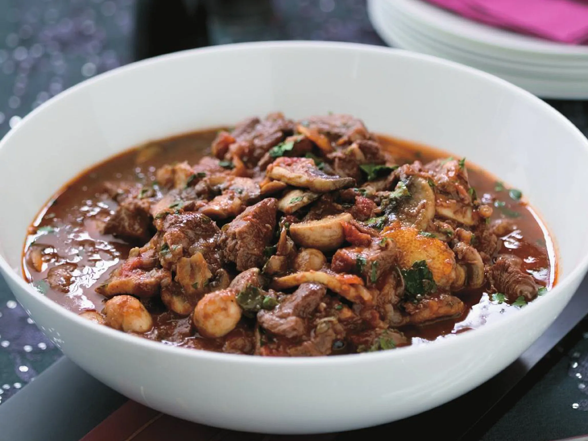 slow-cooked beef and mushroom casserole