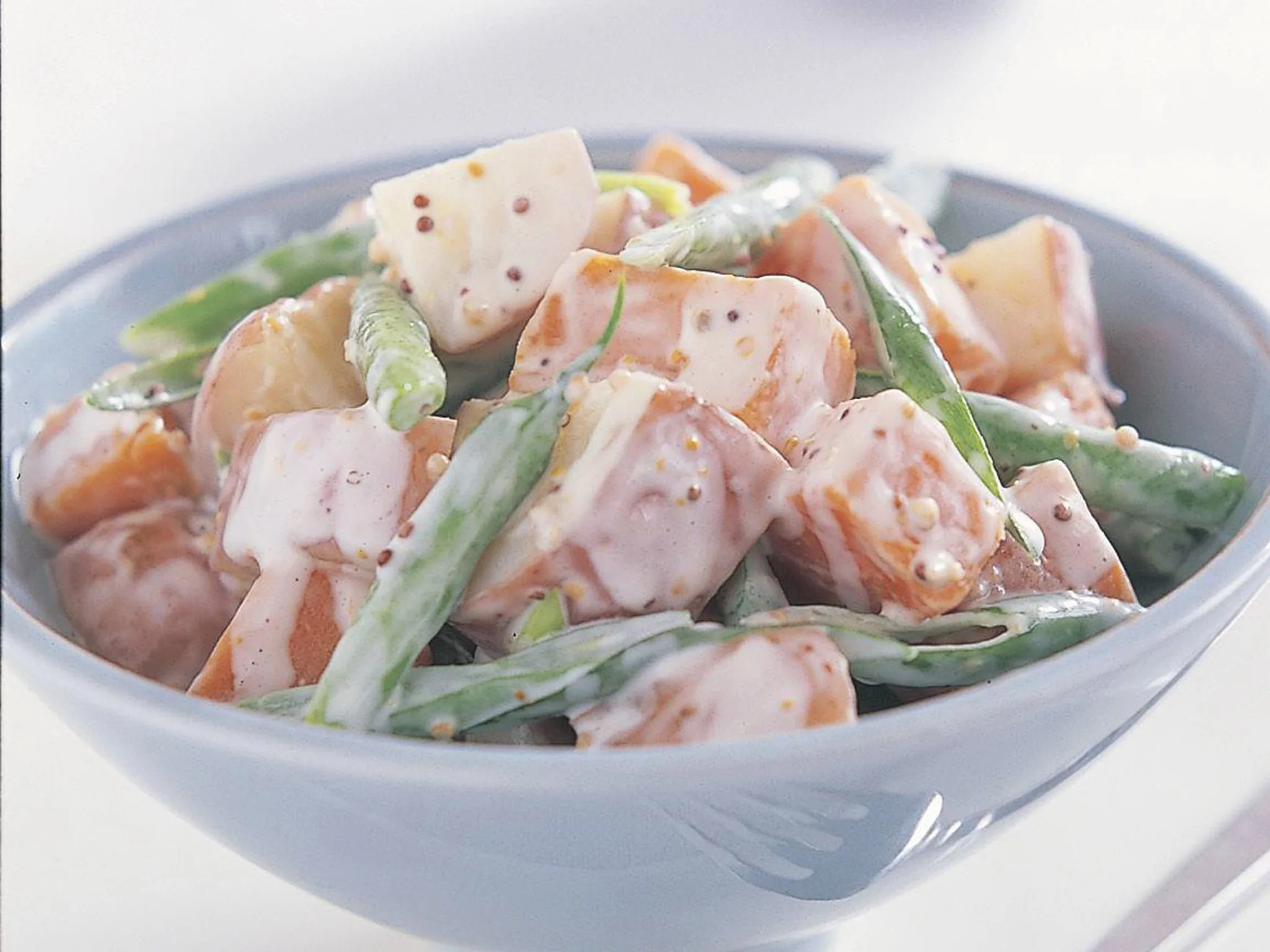 potato and kumara salad with honey mustard dressing