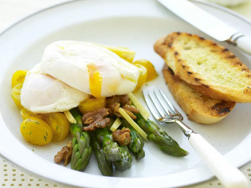 Warm Asparagus and Egg Salad with Dressing