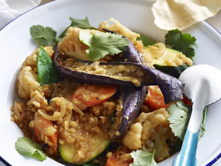 masoor dhal with vegetables