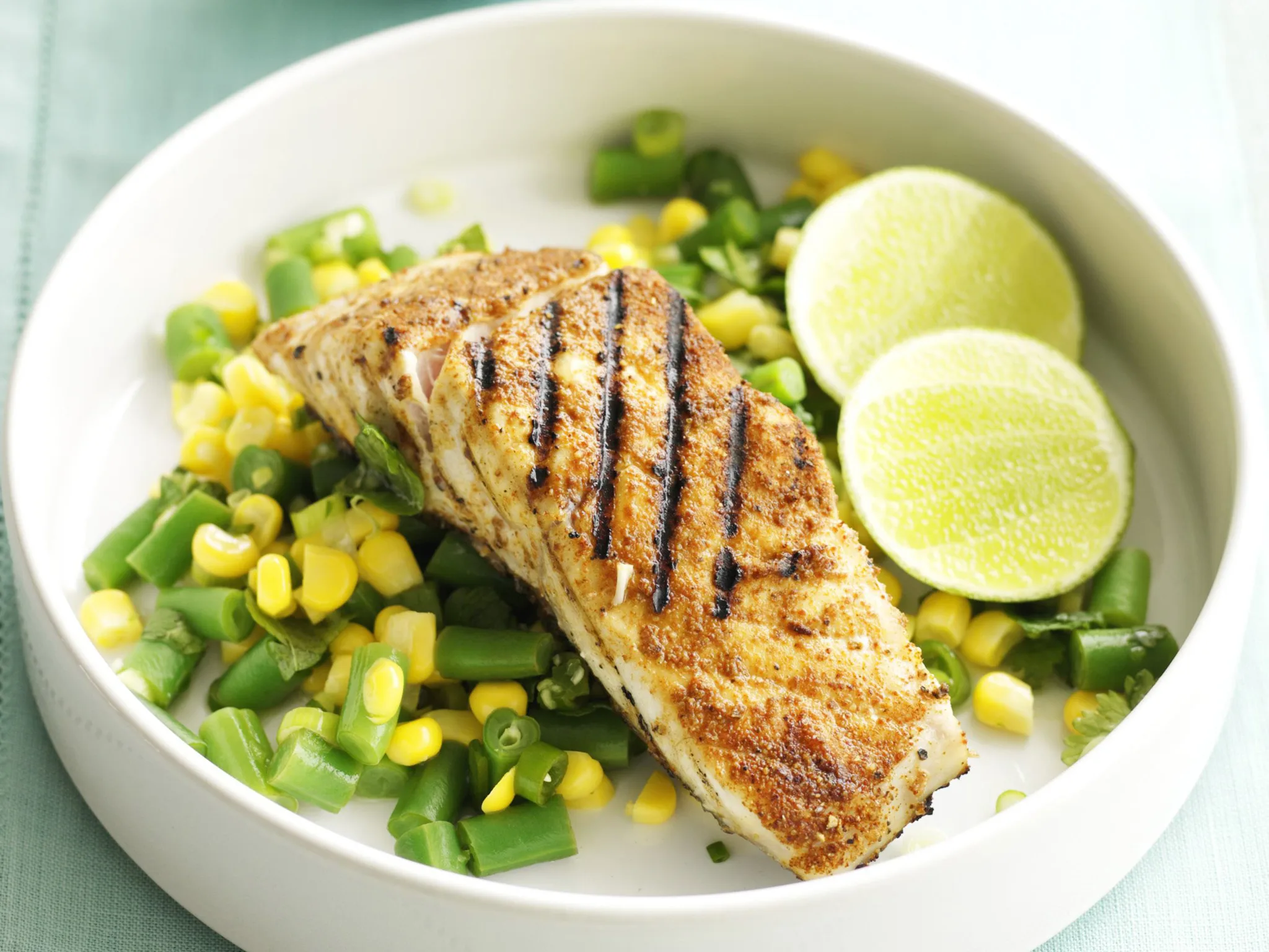 grilled fish with corn salsa