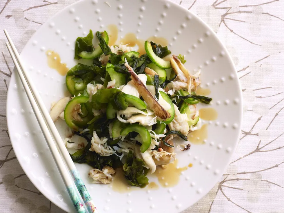 Crab, cucumber and wakame salad