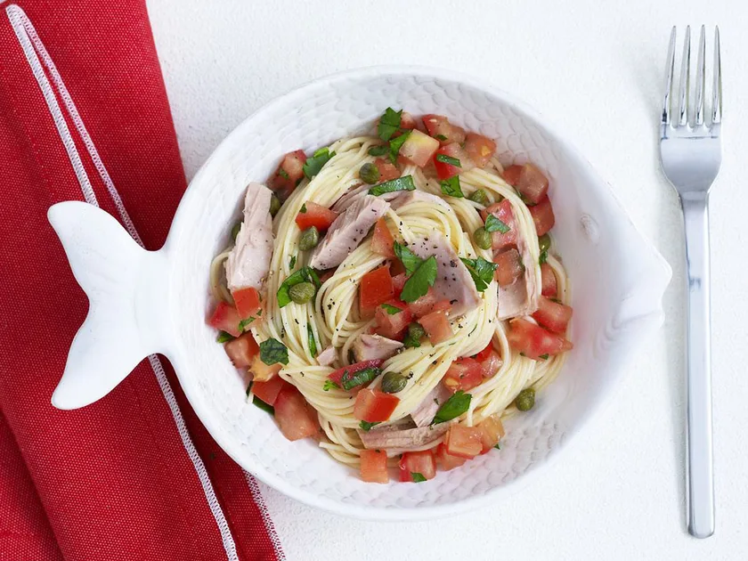 Angel Hair Pasta with Tomato, Tuna, and Capers