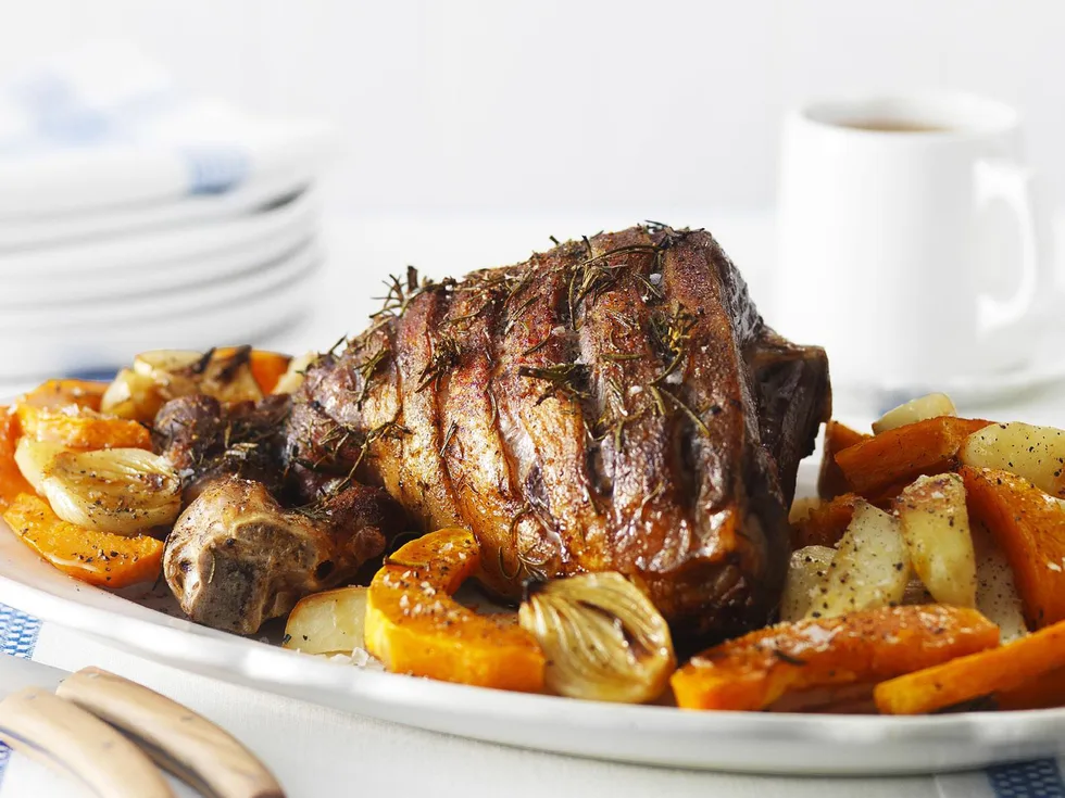 Garlic and rosemary roast lamb