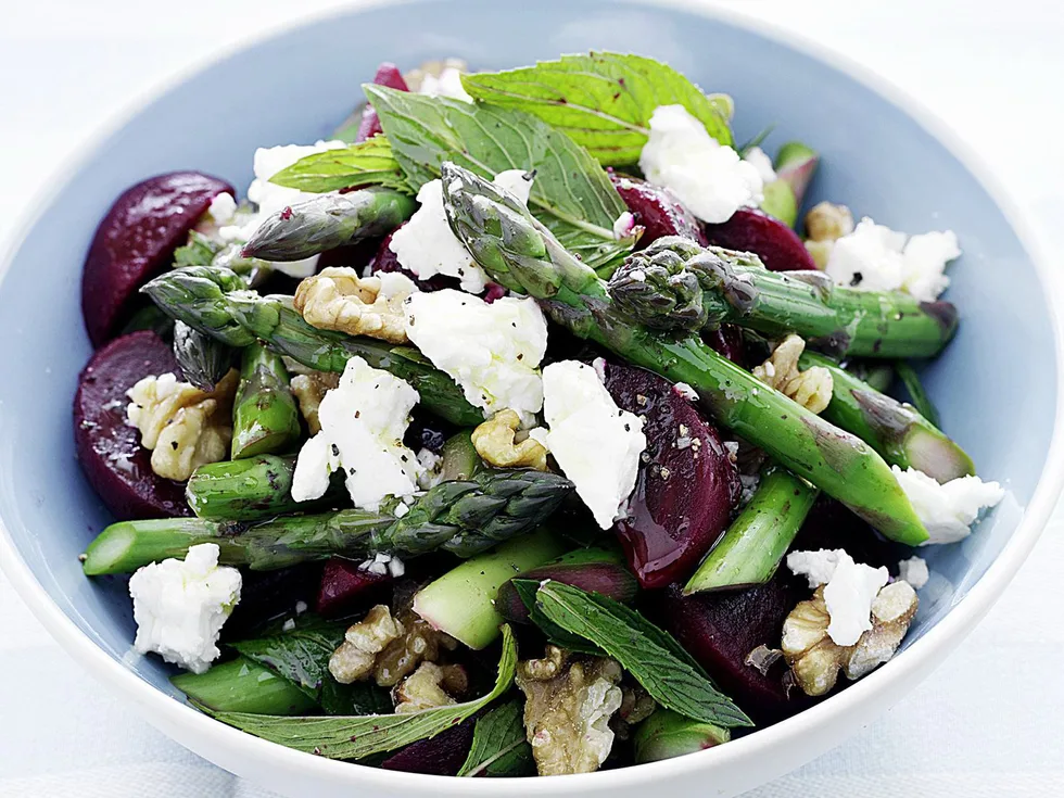 Beetroot, asparagus and fetta salad