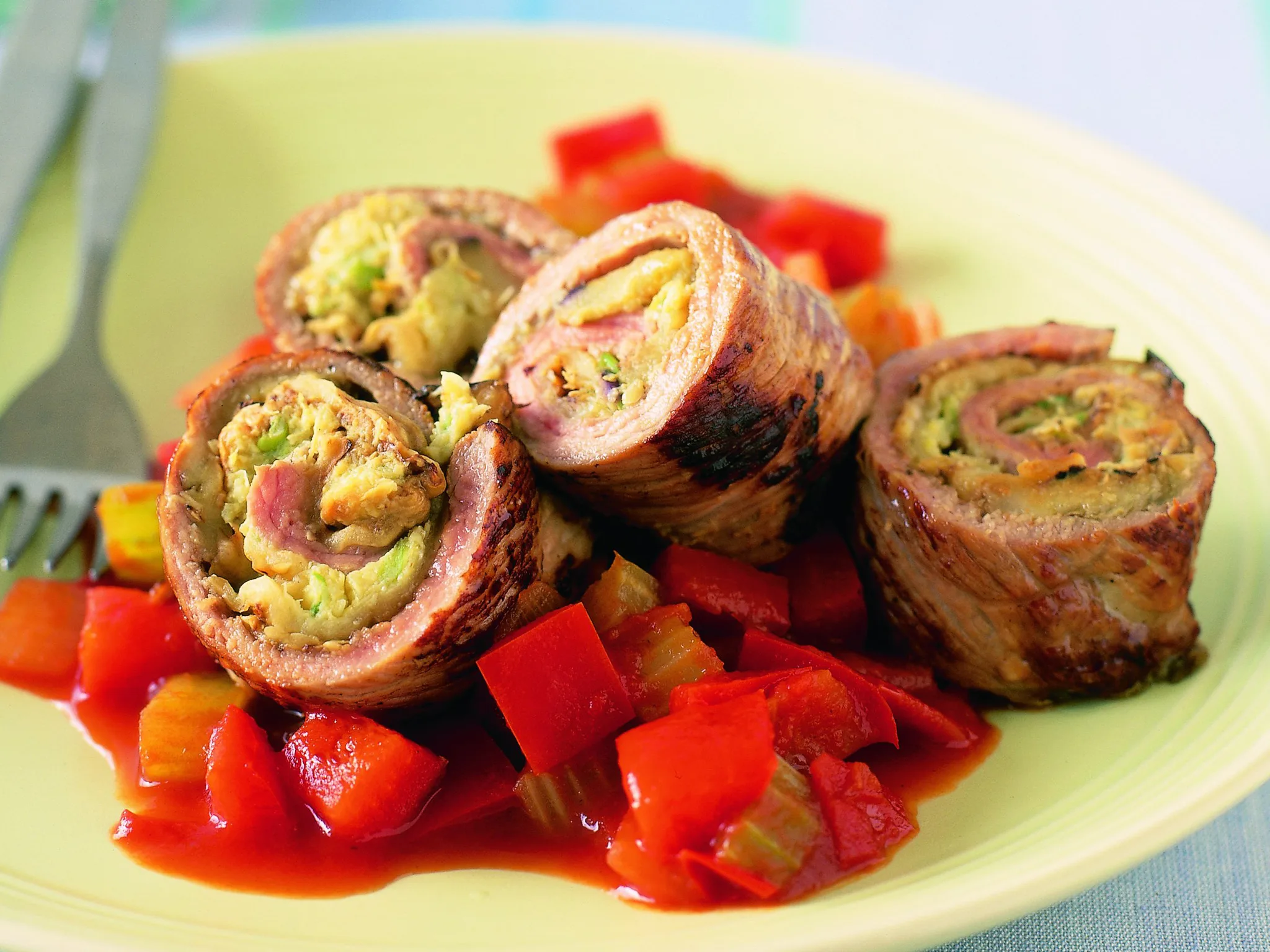 artichoke and eggplant veal rolls