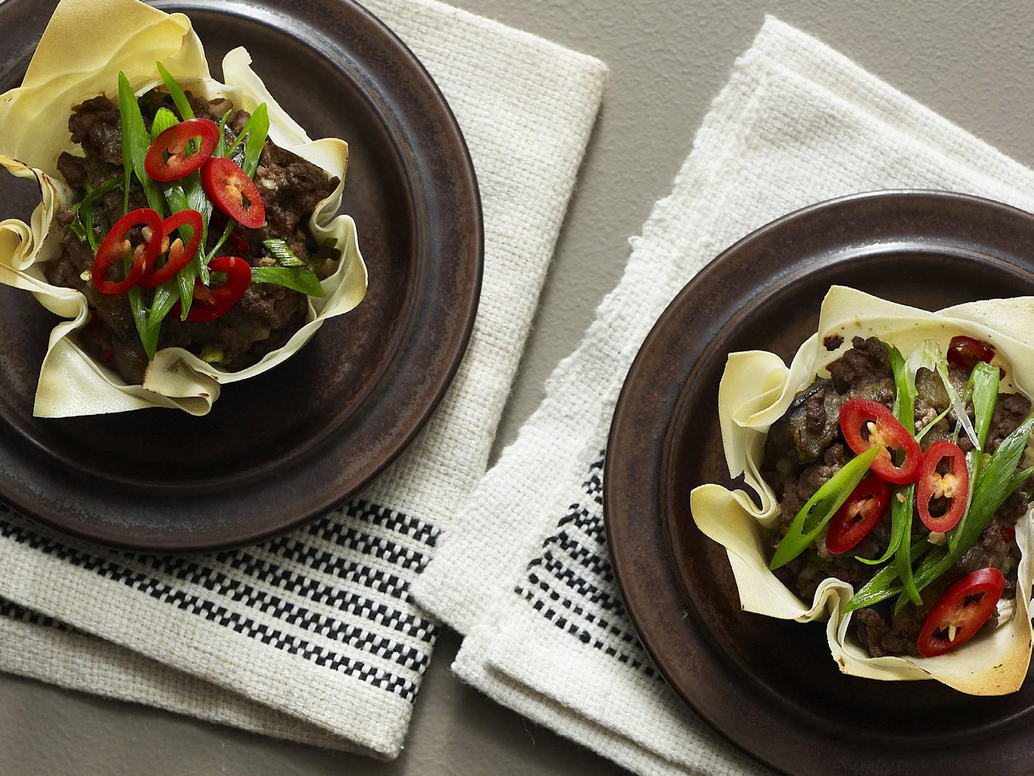 asian beef and eggplant cups