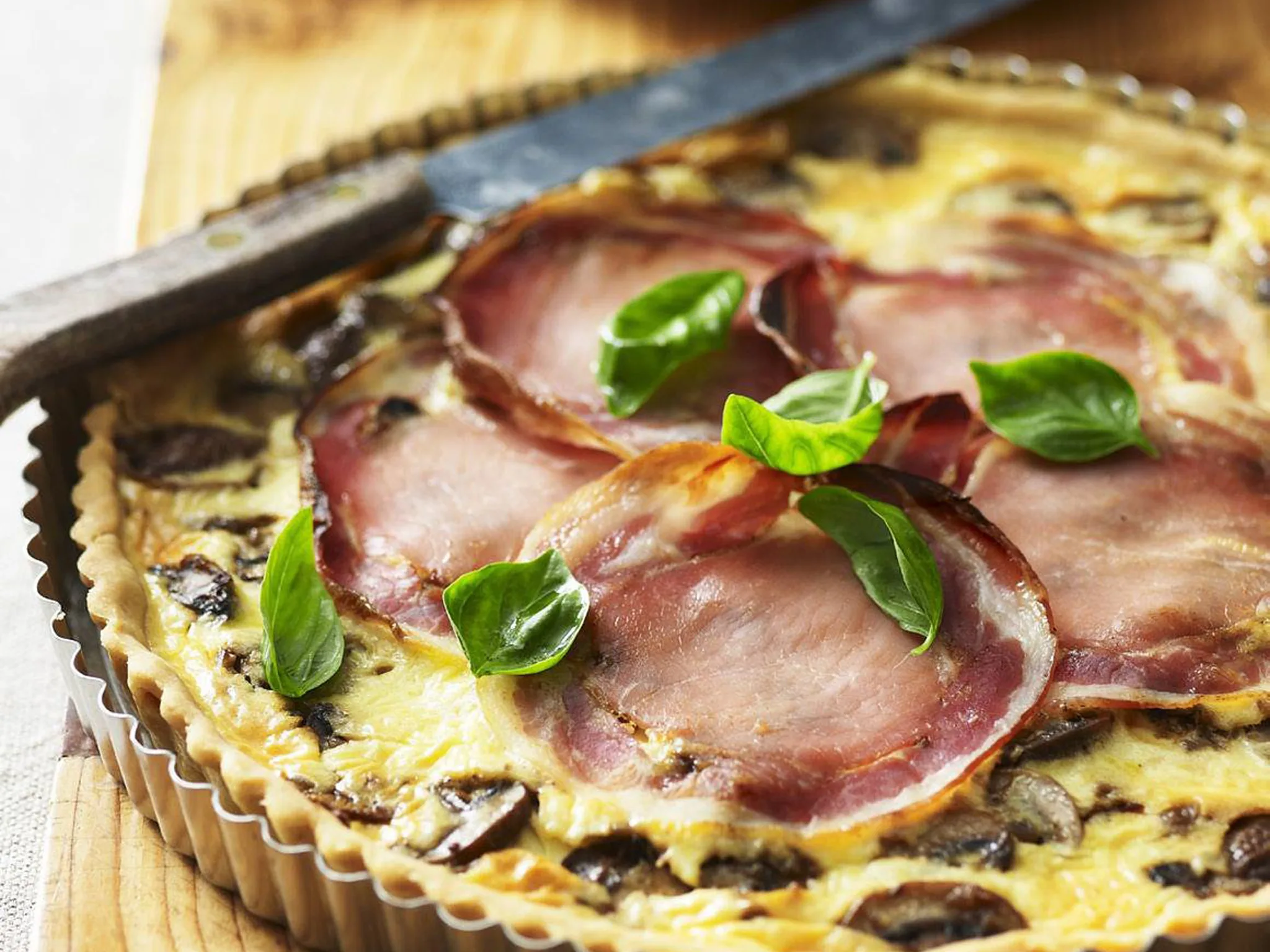 mushroom and pancetta quiche