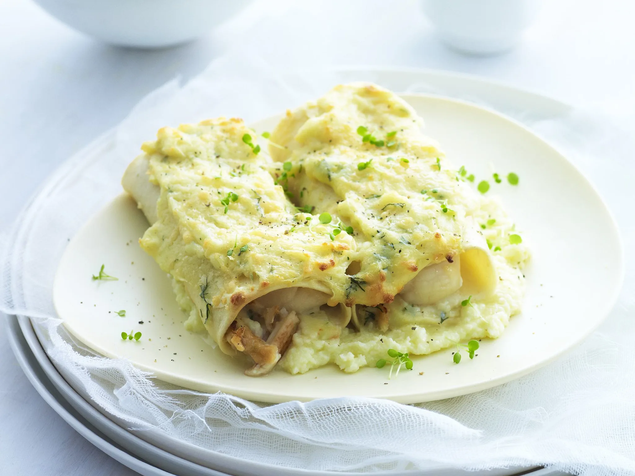 Crab and scallop cannelloni with cauliflower puree-image