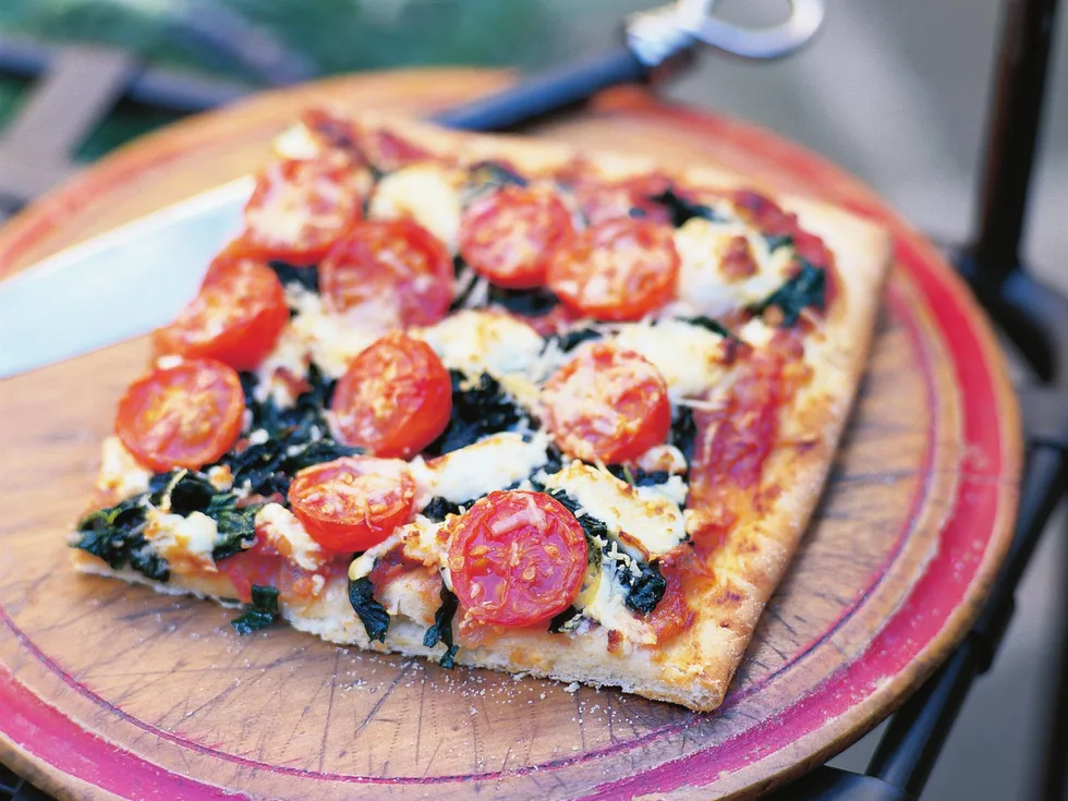 silverbeet and fetta pizza