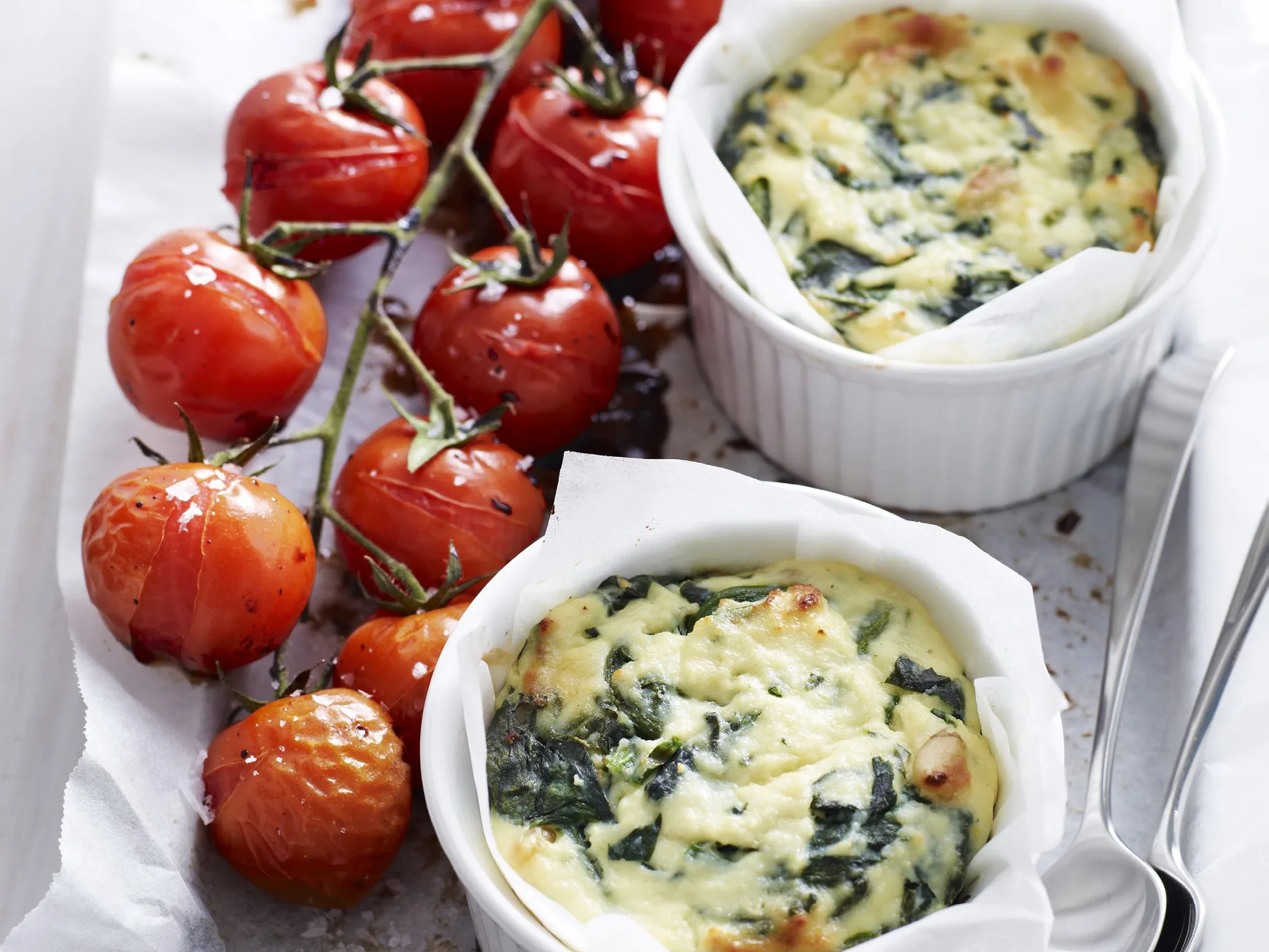 baked ricottas with roasted tomatoes