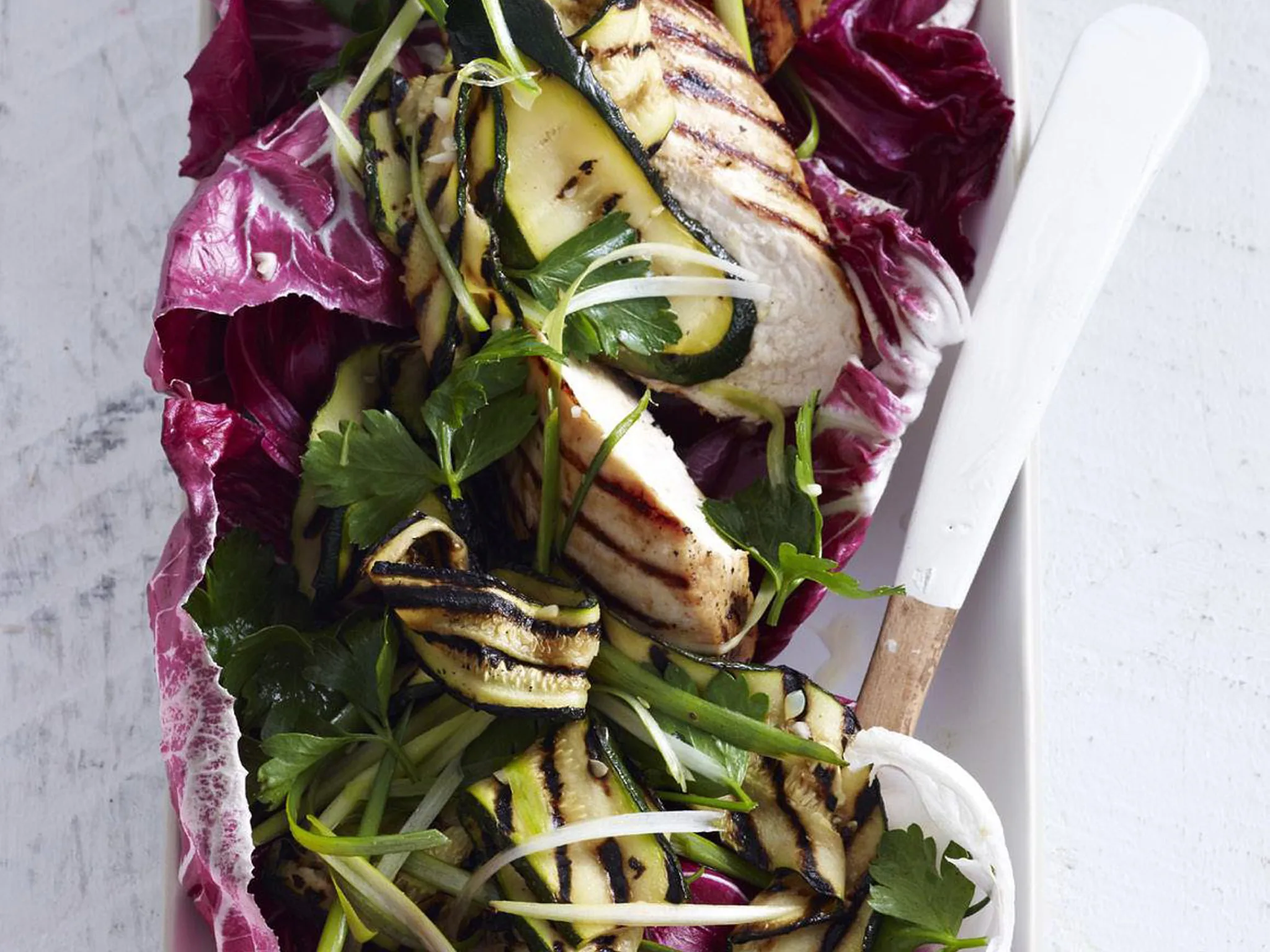 lemon pepper chicken and zucchini salad
