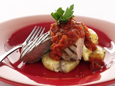 Grilled lamb with paprikash sauce