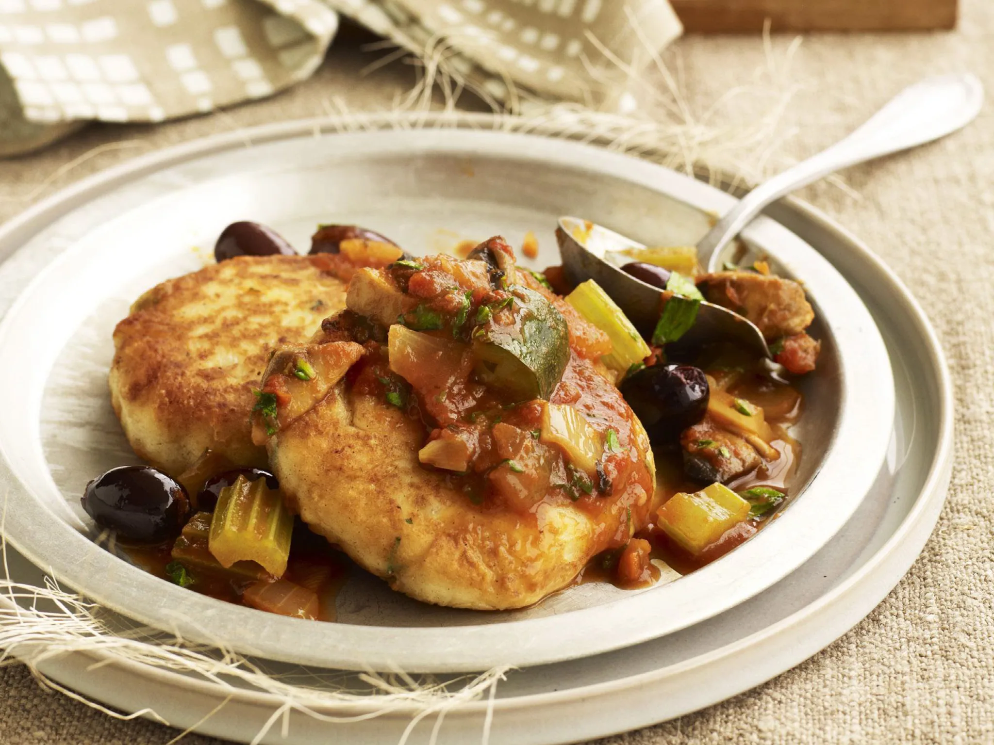 potato patties with vegetable ragoût