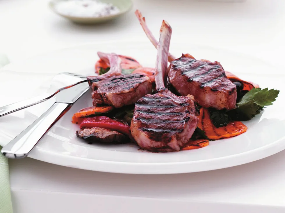 LAMB CUTLETS WITH CHAR-GRILLED VEGETABLE SALAD