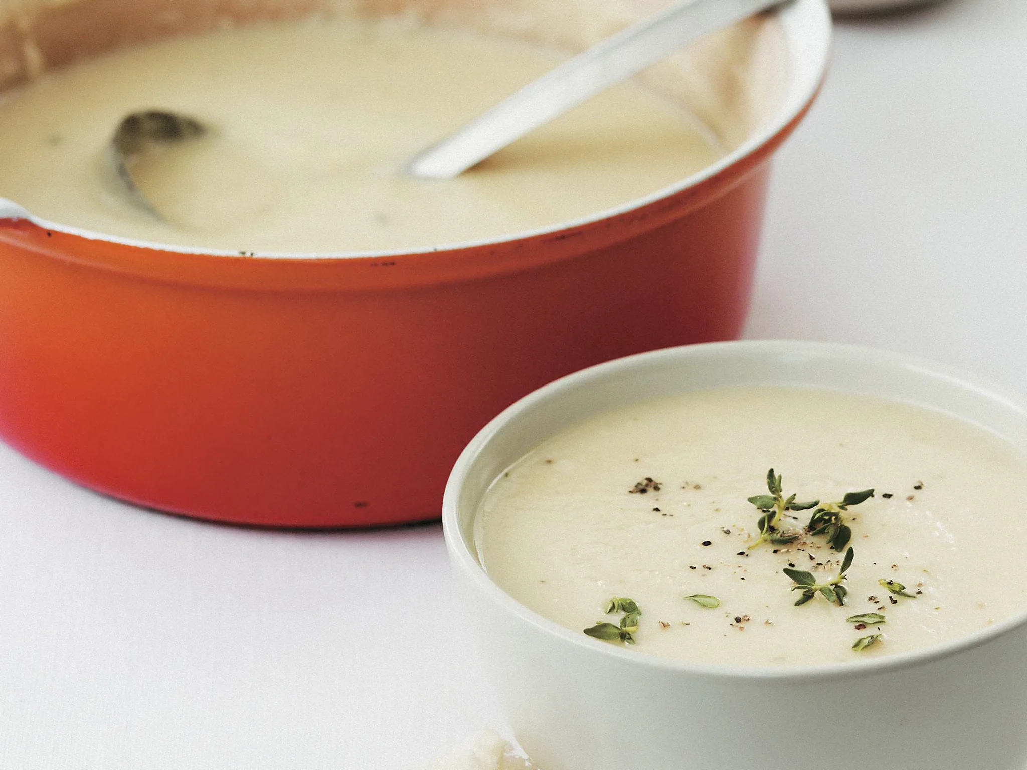 Cream of roasted garlic and potato soup