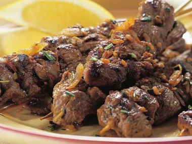 spicy lamb and garlic skewers