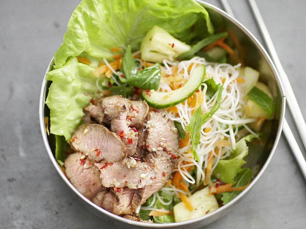 Lemon grass lamb with vietnamese vermicelli salad