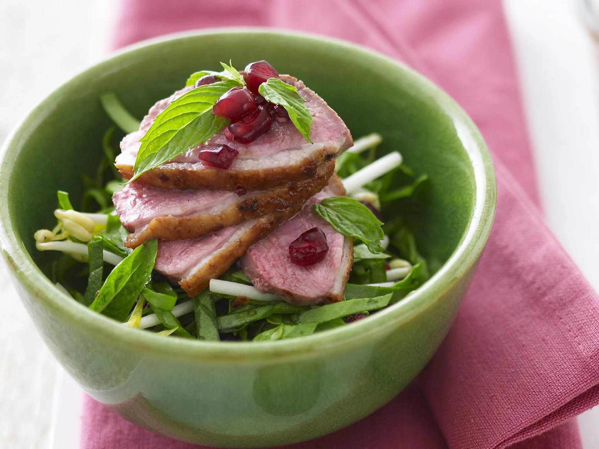 crispy duck with pomegranate salad