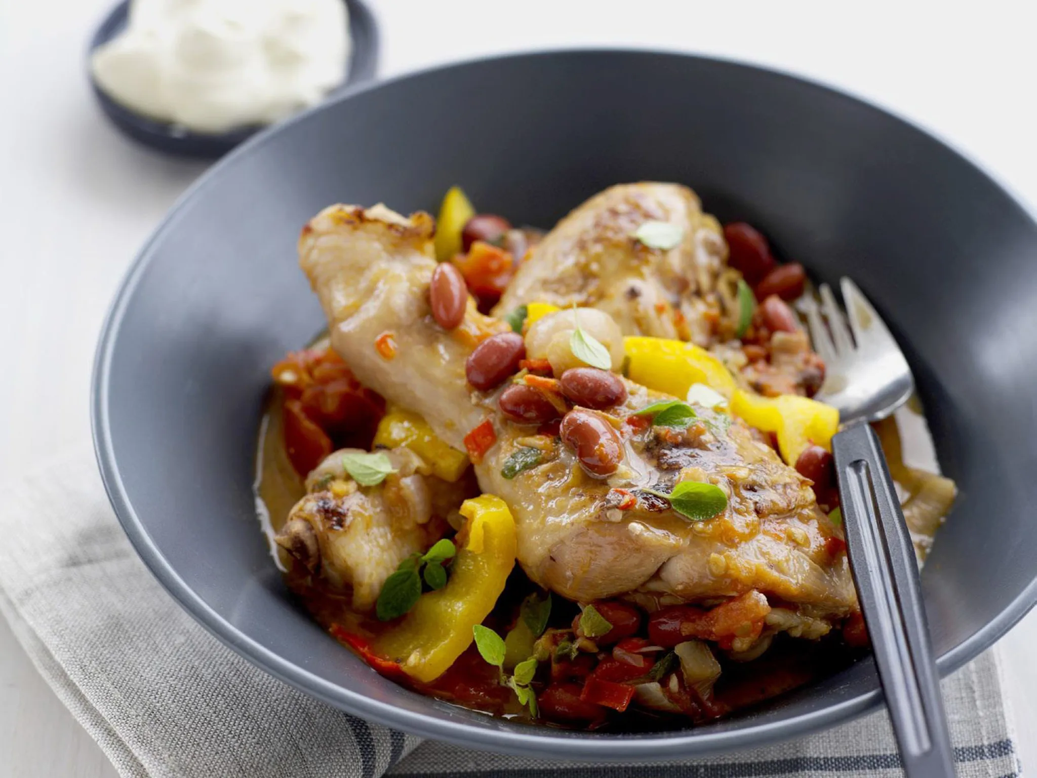 Chicken, capsicum and bean stew