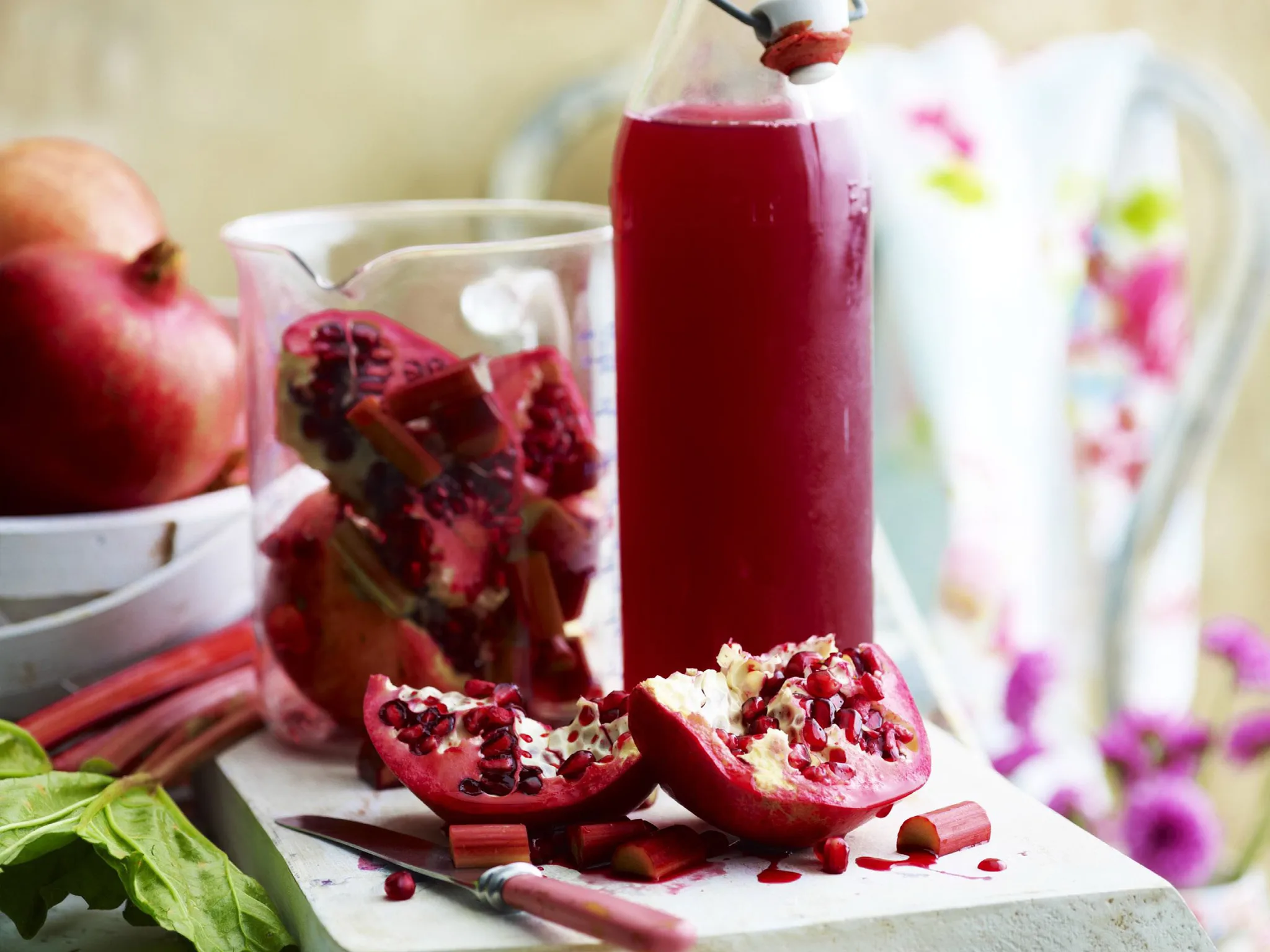 pomegranate and rhubarb cordial