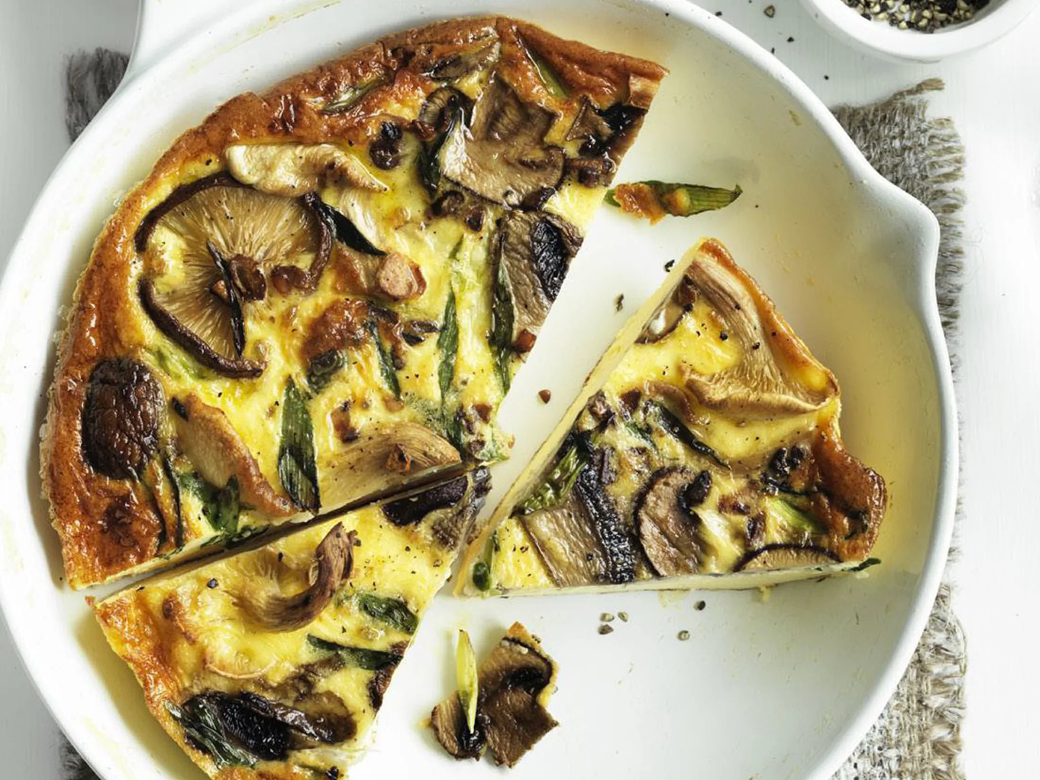 wild mushroom and green onion frittata