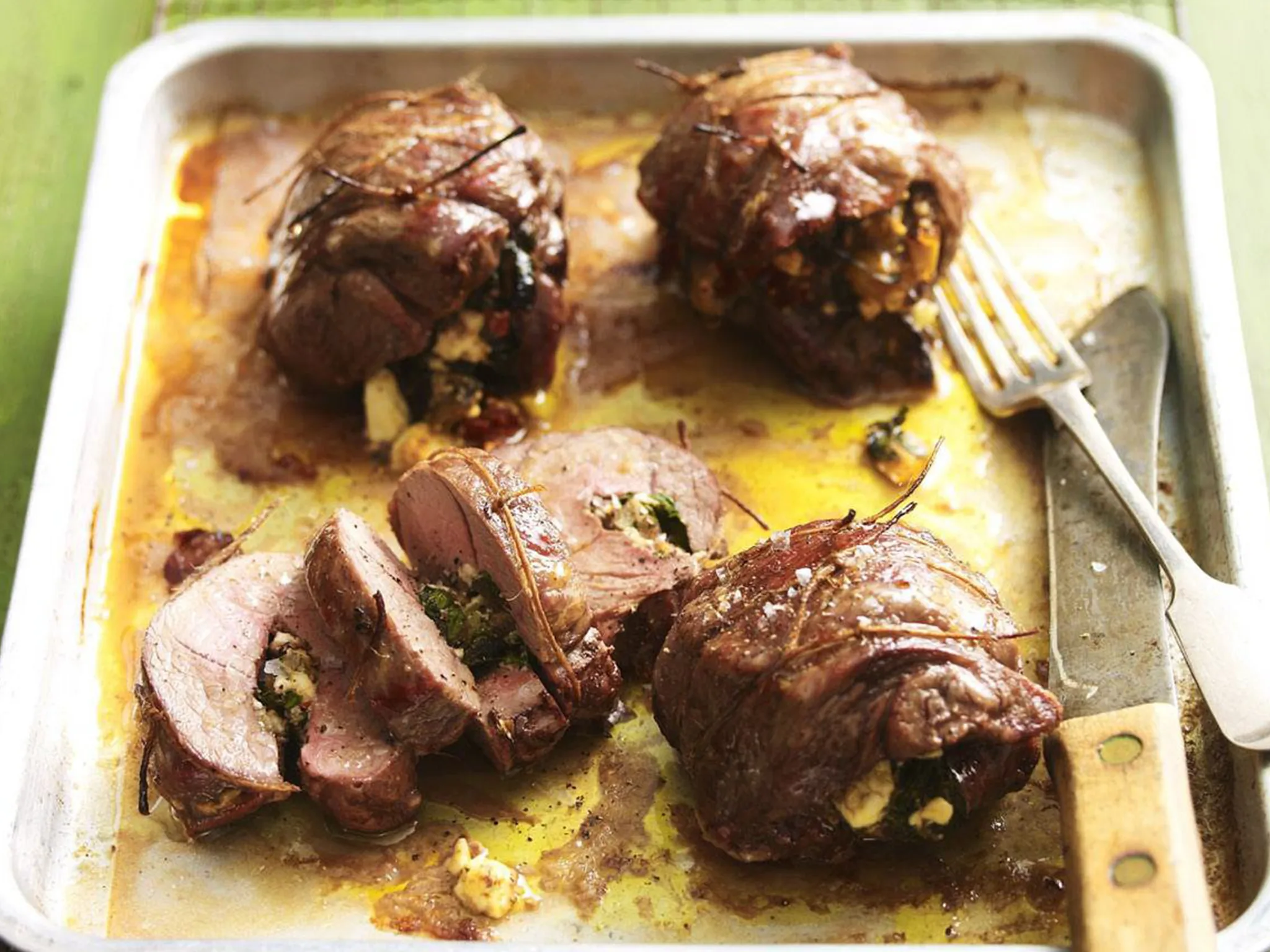 fetta, basil and vegetable lamb roasts