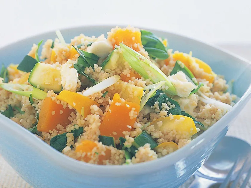Lemon-Fetta Couscous with Steamed Vegetables