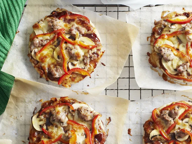 SAUSAGE AND MUSHROOM PIZZAS