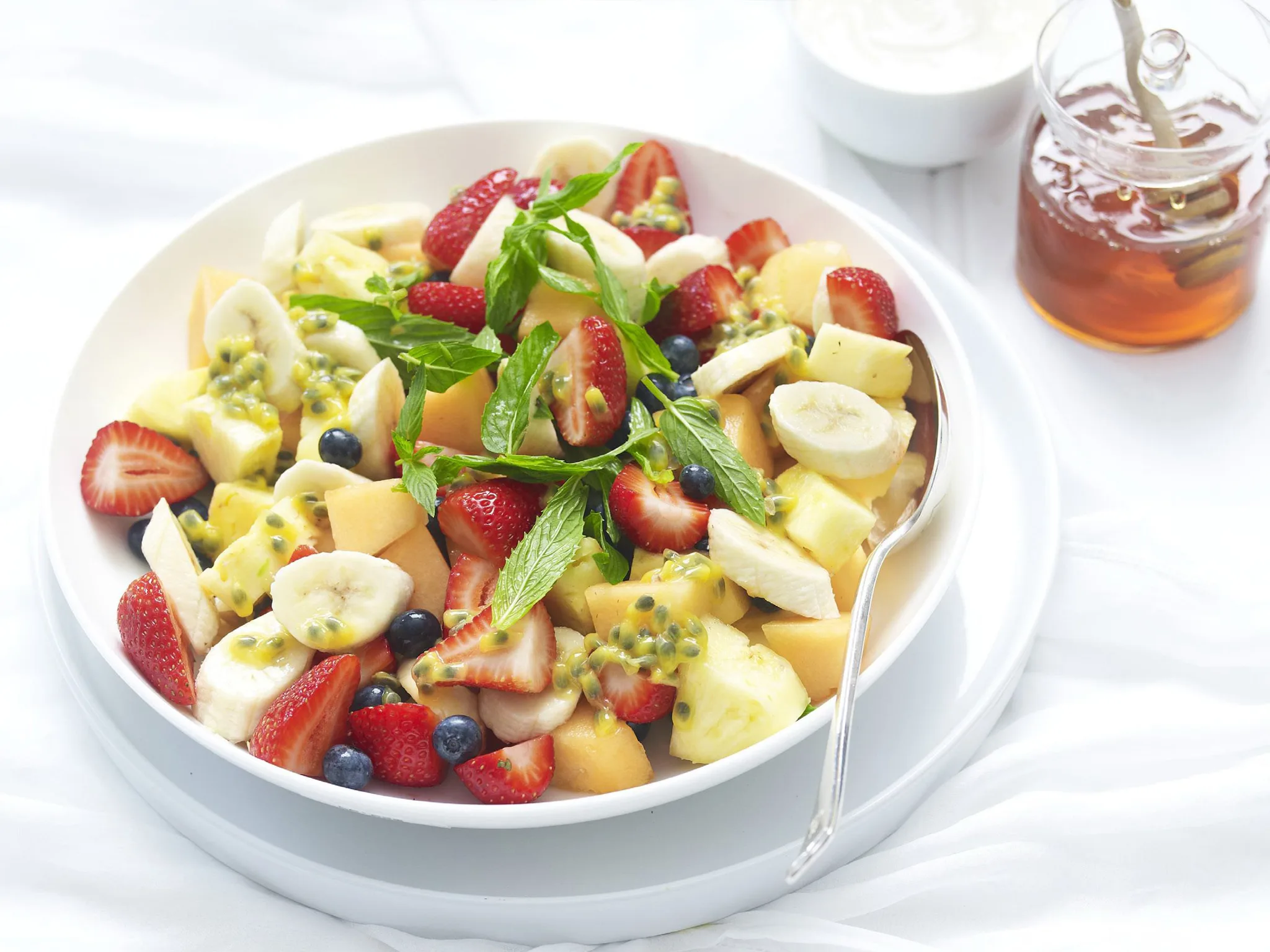 fruit salad with honey yoghurt