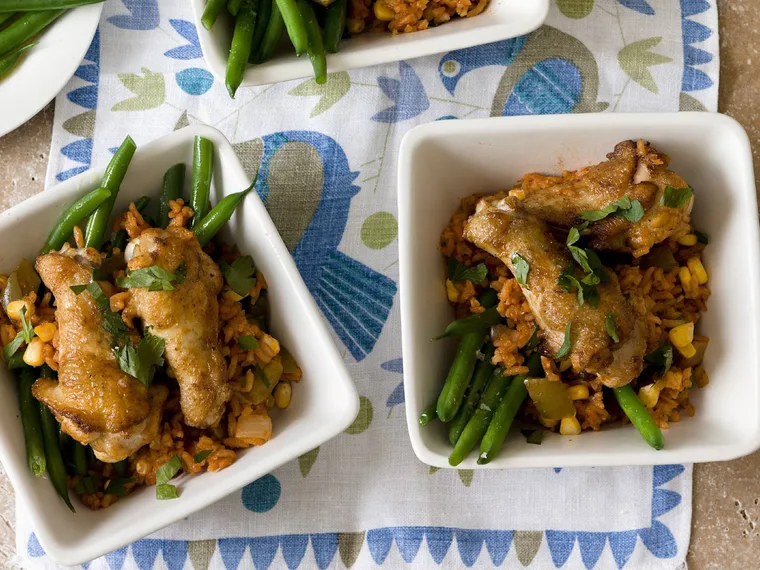 Spicy chicken, capsicum and tomato rice