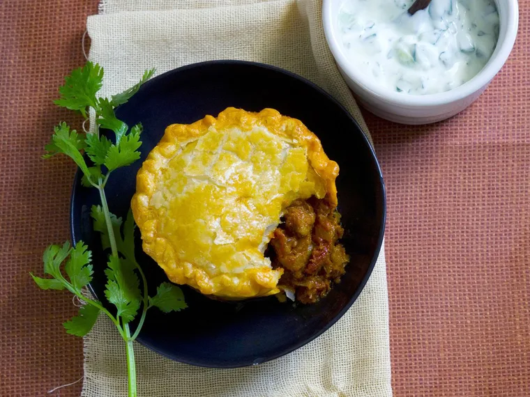 lamb masala pies with raita