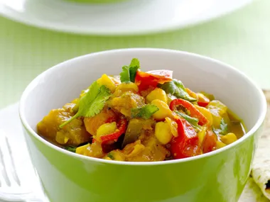 Microwave chickpea and eggplant curry