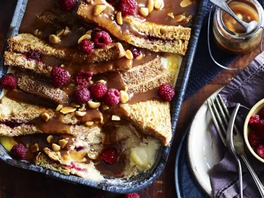 PEANUT BUTTER & JELLY BREAD & BUTTER PUDDING