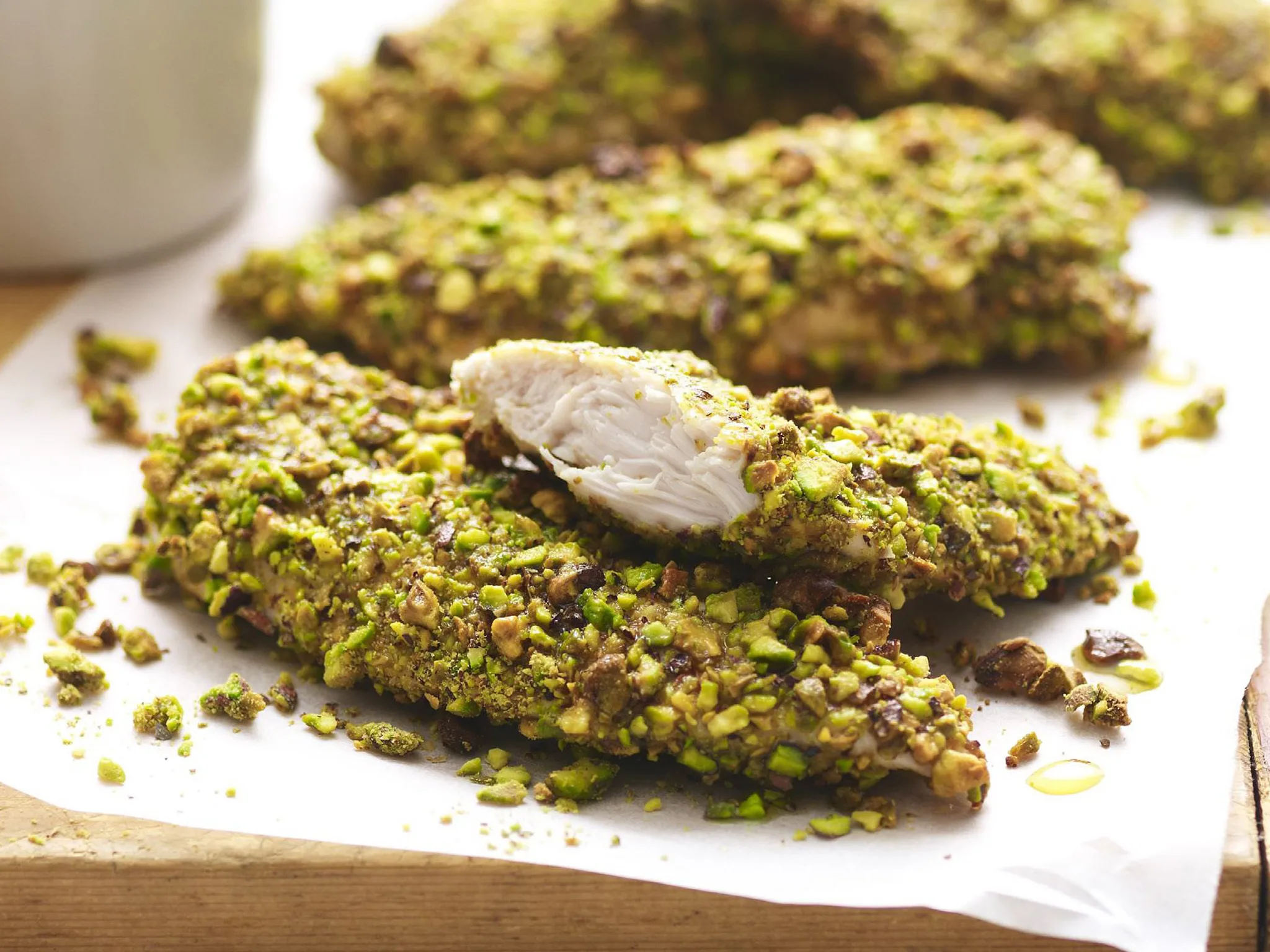 pistachio-crumbed chicken