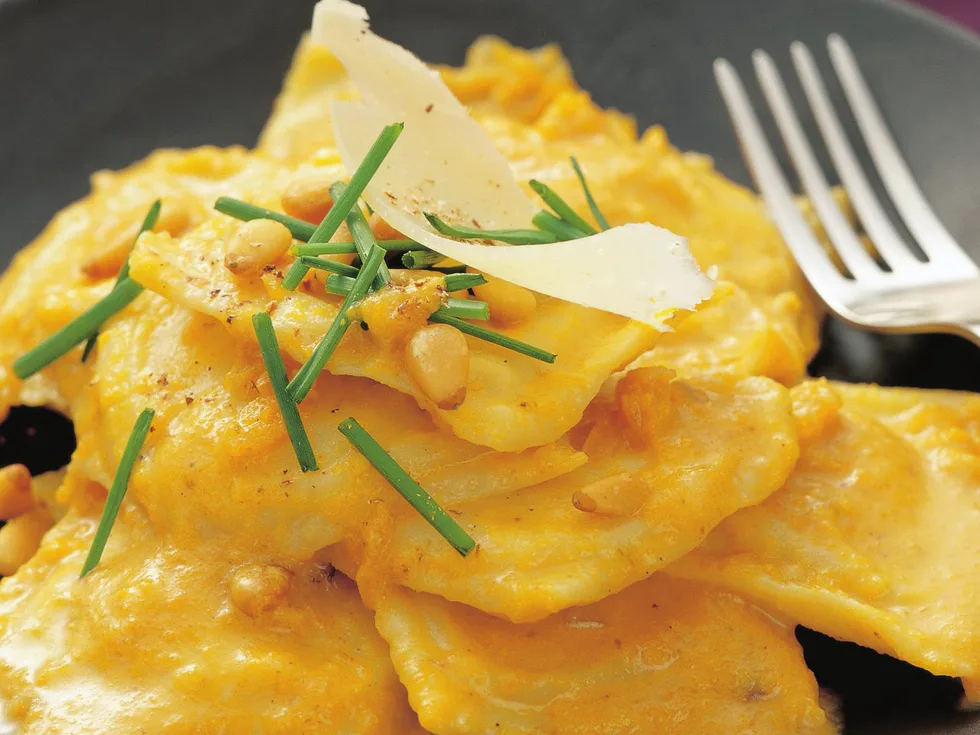 RICOTTA RAVIOLI WITH PUMPKIN SAUCE