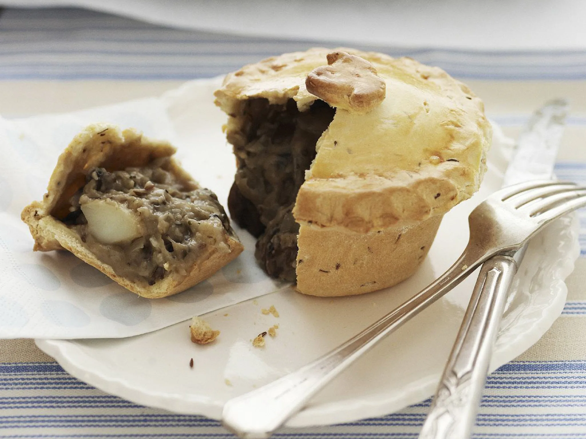 caraway, potato and mushroom mini pies