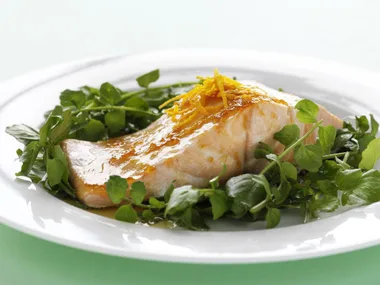 Salmon with burnt orange sauce