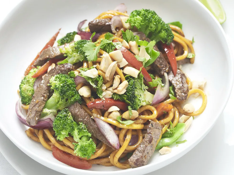 satay beef stir-fry with hokkien noodles