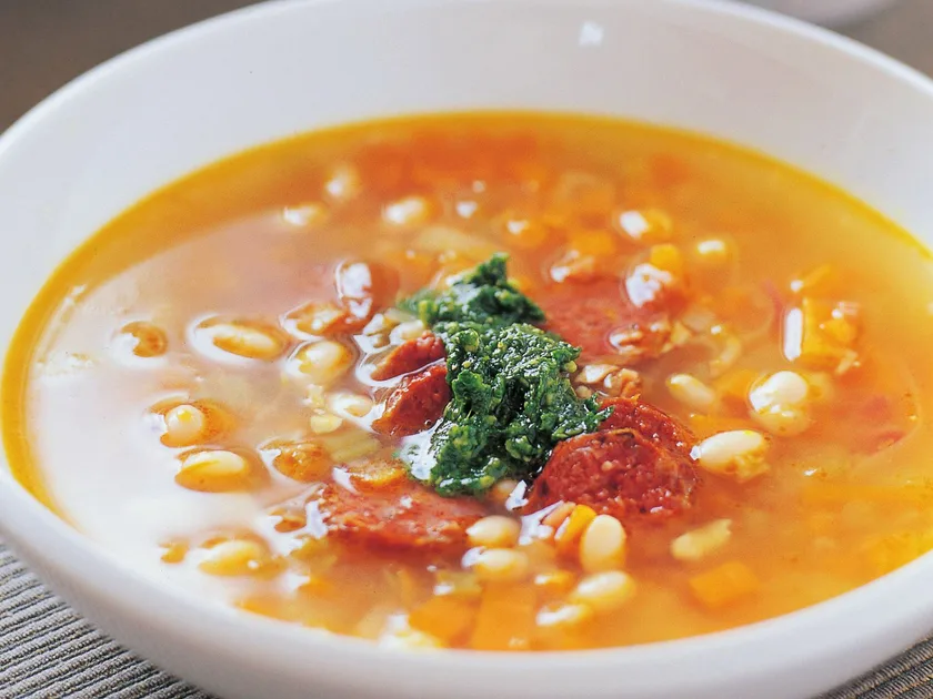 White Bean, Leek & Garlic Sausage Soup