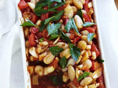 smoky baked beans and tomato